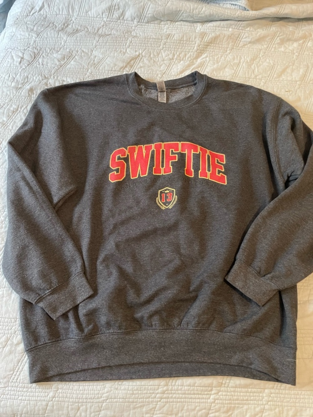 Kansas City Chiefs KC Swiftie Gray Crewneck Sweatshirt